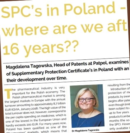 SPC w Polsce – Magdalena Tagowska w the Patent Lawyer Magazine