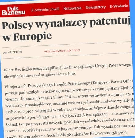 Raport EPO: Wzrost aktywności polskich wynalazców w 2018 roku