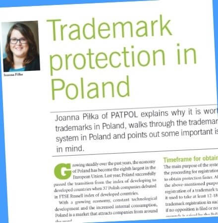 Joanna Piłka Comments on the Trademark Protection in Poland for The Trademark Lawyer Magazine